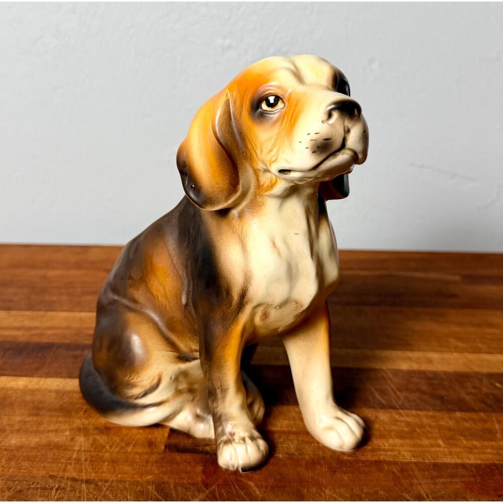 Vintage Ceramic Beagle Planter | Hand-Painted Hound Figurine (8" Tall) - Picture 3 of 14